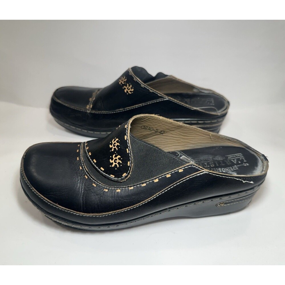 Spring Step L’Artiste CHINO Black Leather Mule Clogs EU 42 US 10.5-11